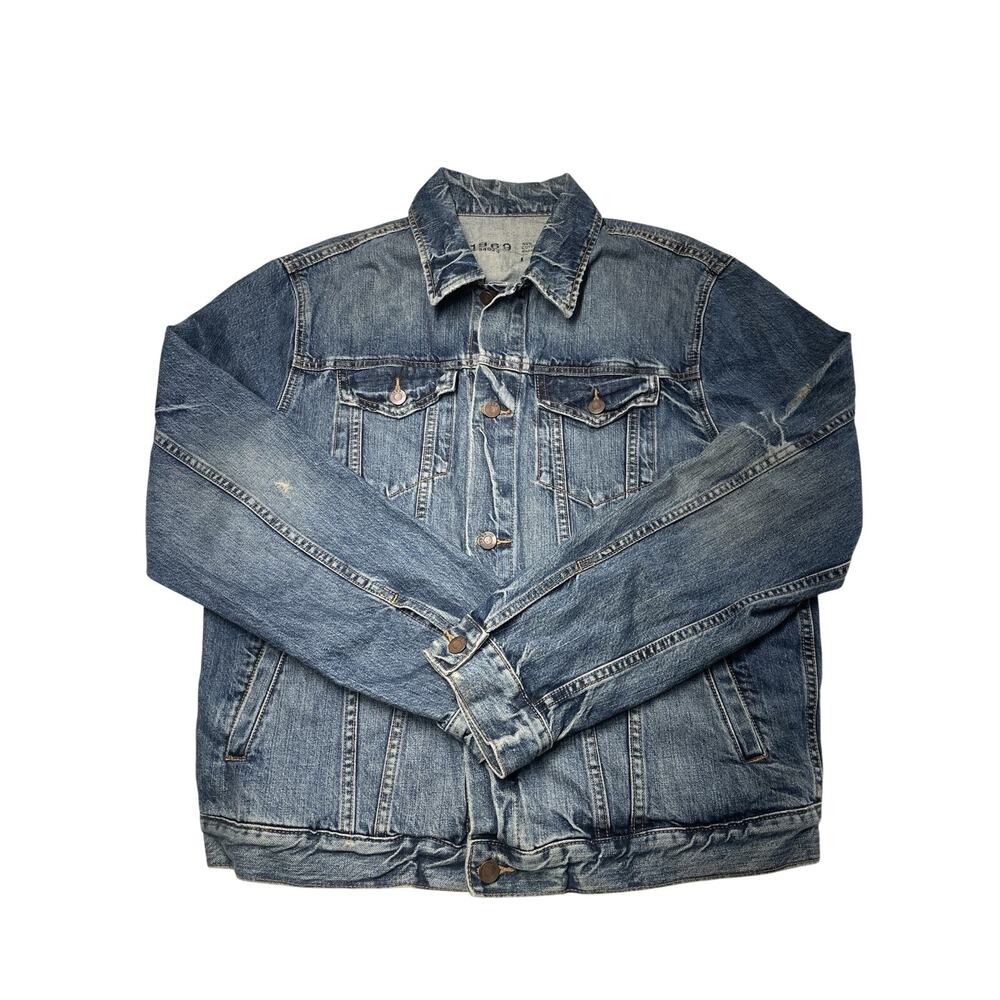 Gap 1969 Mens Y2K Denim Jacket Button-Up "Well Worn" Classic Casual Size Large